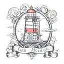 lighthouse, old school tattoo design idea