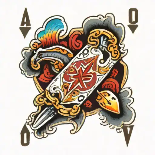 A10 thunderbolt poker card deck tattoo design idea