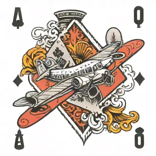A10 plane poker card tattoo design idea