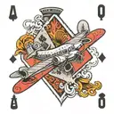 A10 plane poker card tattoo design idea