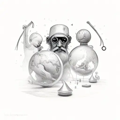 father time and family tattoo design idea