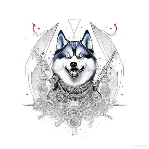 husky red tattoo design idea