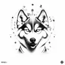 husky red tattoo design idea