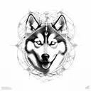 husky red tattoo design idea