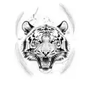 tiger jumping out and scratching with paw and scratch marks  tattoo design idea