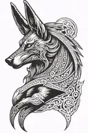 Anubis and Fenrir tattoo design idea