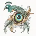 collar bone wrapped by a flute with peacock feather tattoo design idea
