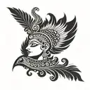 curved flute of Krishna's having feather of peacock   tattoo design idea