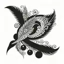 curved flute of Krishna's having feather of peacock   tattoo design idea
