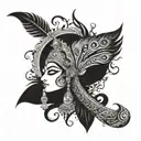 curved flute of Krishna's having feather of peacock   tattoo design idea