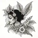 Krishna's leaf and flute tattoo design idea
