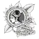 Krishna's leaf and flute tattoo design idea