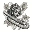 Krishna's leaf and flute tattoo design idea