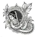 Krishna's leaf and flute tattoo design idea