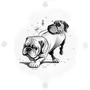 A dynamic composition of a boxing ring with a Cane Corso dog as the referee, incorporating woodworker's tools in the background tattoo design idea