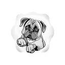 A dynamic composition of a boxing ring with a Cane Corso dog as the referee, incorporating woodworker's tools in the background tattoo design idea