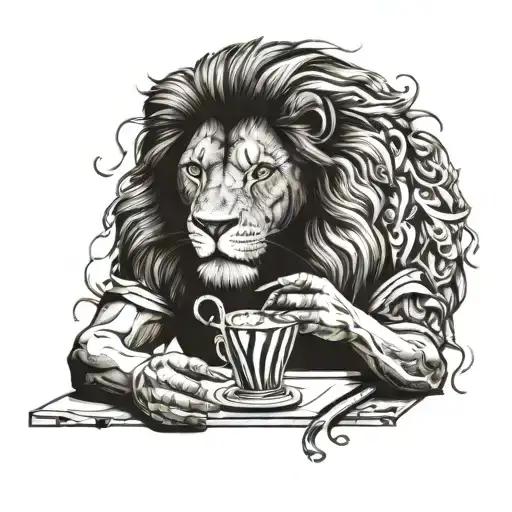 A lion smoking a joint while playing FIFA World Cup tattoo design idea