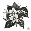 full upper arm sleeve tattoo - different type Orchids, Calathea, ZZ plant, Rubber plant, Alocasia and roses.  tattoo design idea