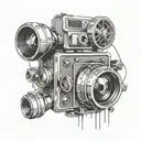 A movie camera with a skull lens, reflecting your interest in movies and dark art tattoo design idea