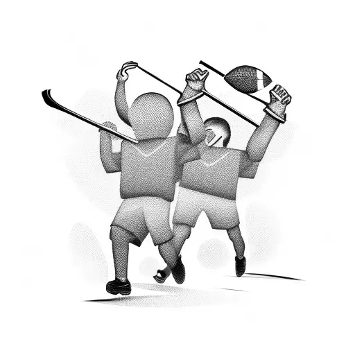 father&son football fans tattoo design idea