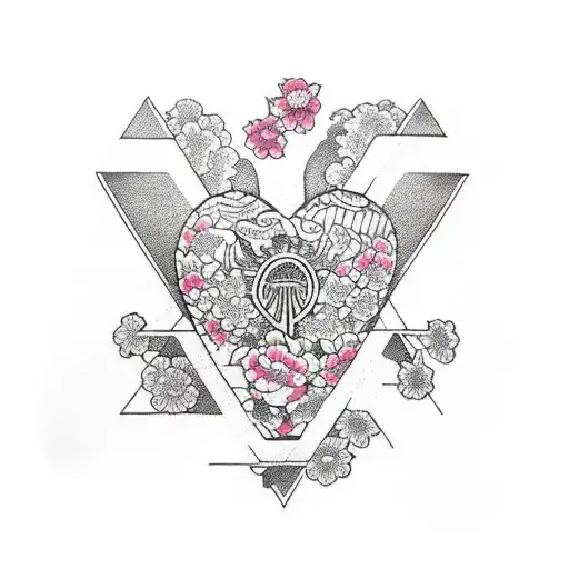 a heart with flowers into a triangle shape and the word empathy written  tattoo design idea