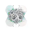 a heart with flowers into a triangle shape and the word empathy written  tattoo design idea