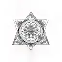 a heart with flowers into a triangle shape and the word empathy written  tattoo design idea