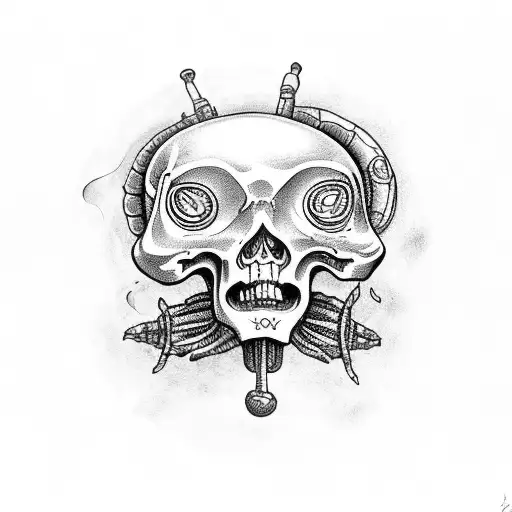 aliens abducting skeletons tattoo design idea