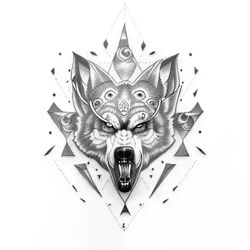lobo e lua tattoo design idea
