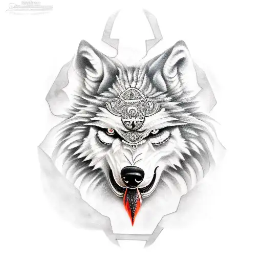lobo e lua tattoo design idea