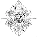 ankle tattoo moon jellyfish (Aurelia Aurita) watercolor blue, green, purple, and gold. black line sanddollar head tattoo design idea