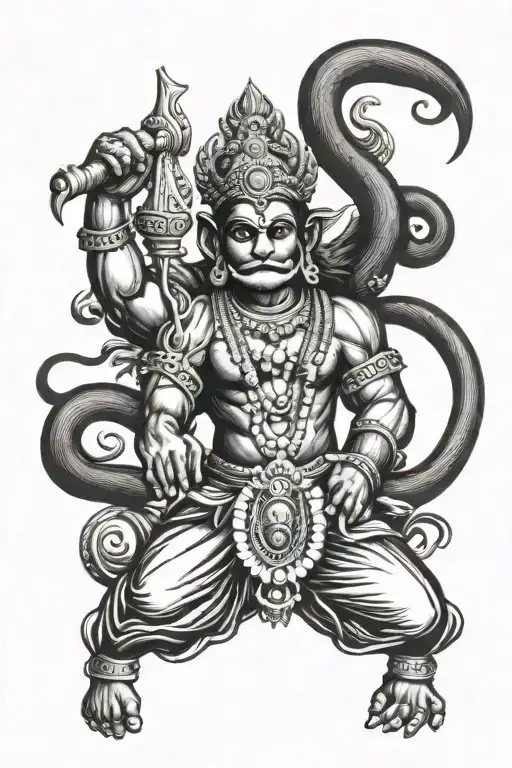 Hanuman potrait made using Hanuman Chalisa verse written tattoo design idea