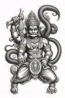 Hanuman potrait made using Hanuman Chalisa verse written tattoo design idea