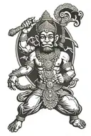 Hanuman potrait made using Hanuman Chalisa verse written tattoo design idea