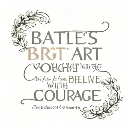 Text that says: Battles are fought by those with the courage to believe. They are won by those who find the heart. tattoo design idea