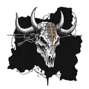 bull skull with barb wire wrapped tattoo design idea