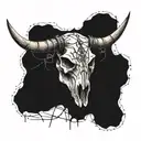 bull skull with barb wire wrapped tattoo design idea