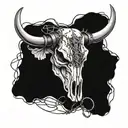 bull skull with barb wire wrapped tattoo design idea