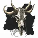 bull skull with barb wire wrapped tattoo design idea