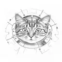 A mechanical cat with gears and cogs, symbolizing the fusion of your love for cats and your occupation as a designer tattoo design idea