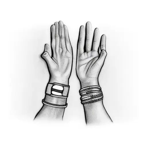 two people holding their hands clasped with coldplay concert bracelets shining tattoo design idea