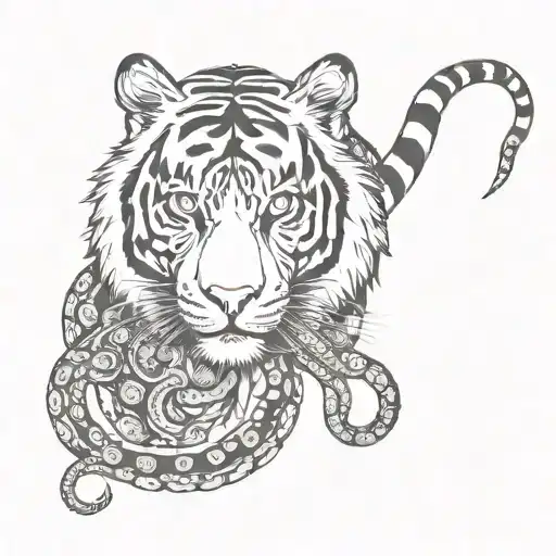 tiger with an octopus tattoo template tattoo design idea