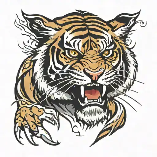 angry tiger stencil tattoo tattoo design idea