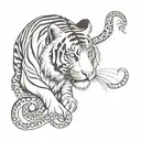 tiger with an octopus tattoo template tattoo design idea
