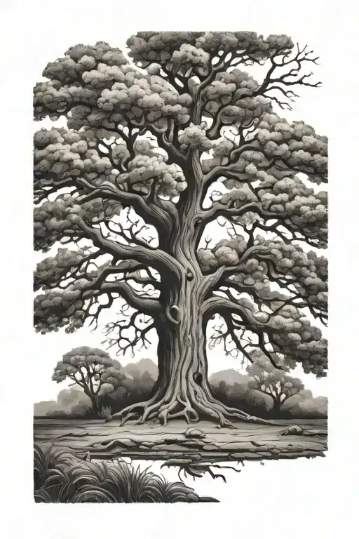 oak tree tattoo design idea