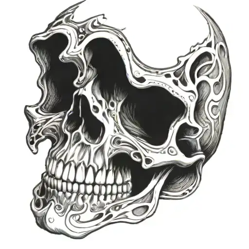 skull with number 4 in its mouth open tattoo design idea