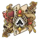 Poker hand with 2 Aces 2 eights and a Queen of Spades tattoo design idea