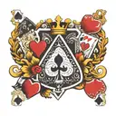 Poker hand with 2 Aces 2 eights and a Queen of Spades tattoo design idea