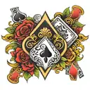 Poker hand with 2 Aces 2 eights and a Queen of Spades tattoo design idea