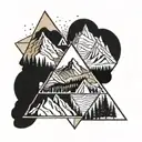 triangle, family, adventure, mountain landscape tattoo design idea